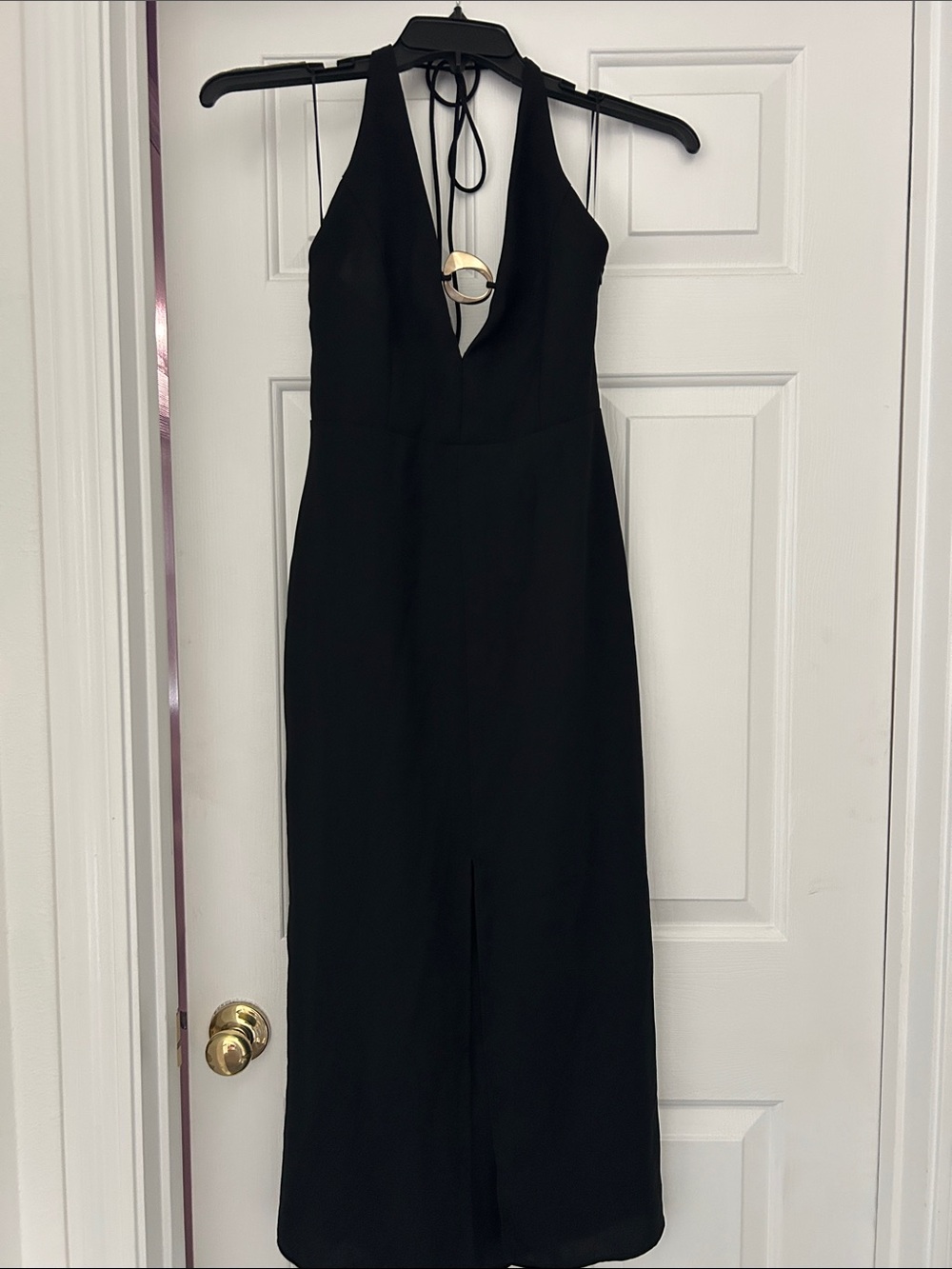 Zara Black One-Shoulder Maxi Dress with Gold Ring Detail